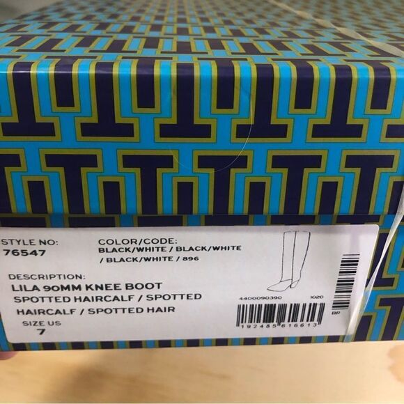 New Tory Burch Lila Knee High Spotted Calf Hair Boots Women’s Size 7 - Picture 8 of 11